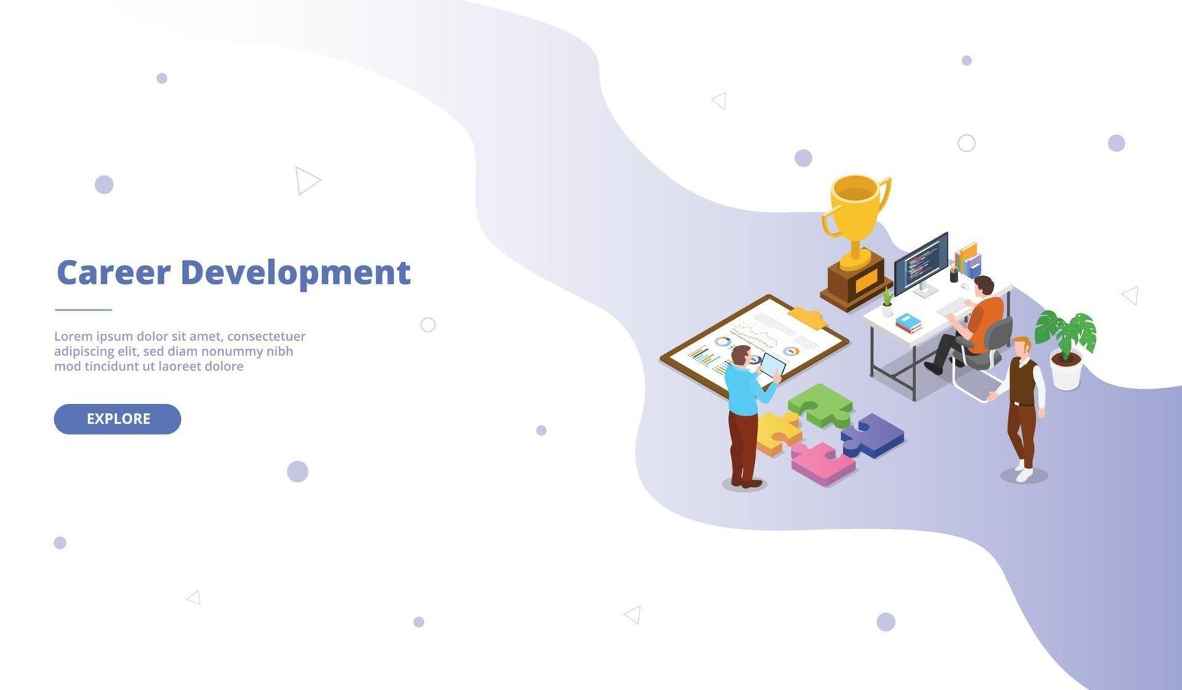 Career development people activities in working space campaign vector