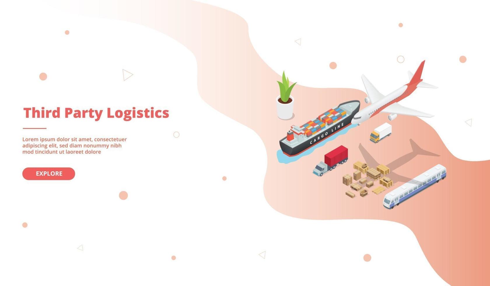 Third party logistics transportation service ship truck plane train vector