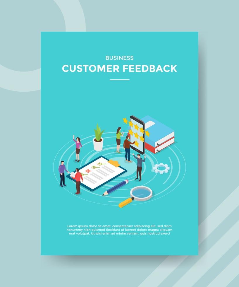 Customer feedback people give rate rank app on smartphone vector