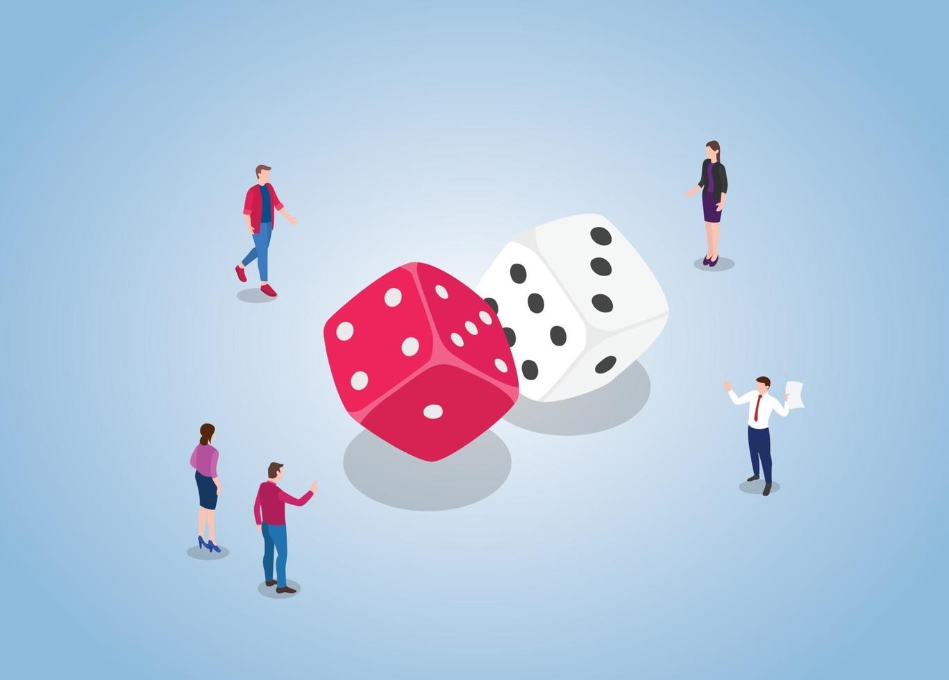dice game with people man and woman with two dice vector