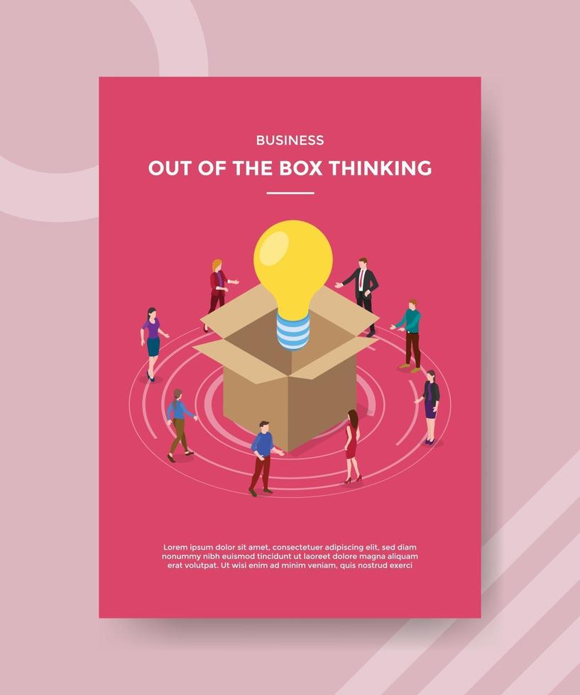 business out of the box people standing around bulb lamp vector
