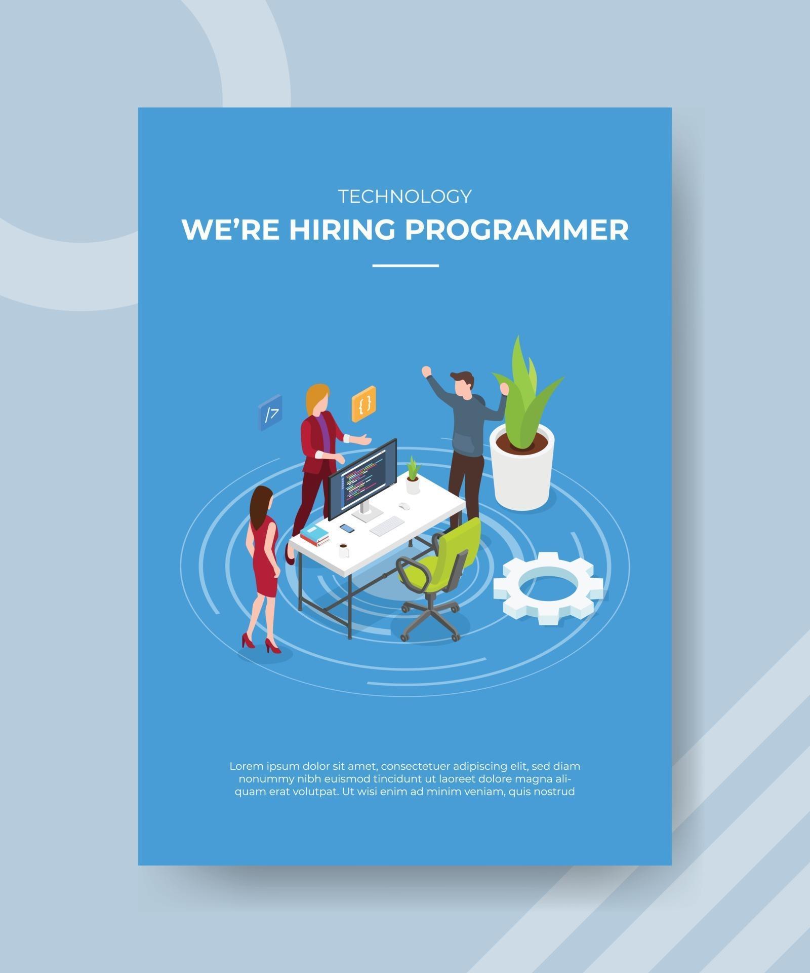 technology were hiring programmer people standing 3296510 Vector Art at ...
