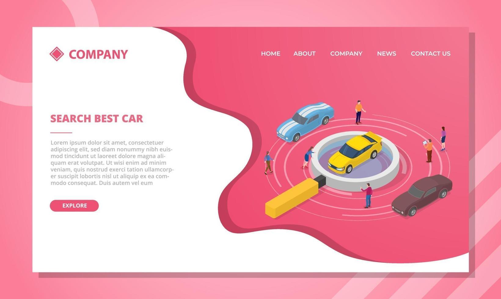 car search concept for website template or landing homepage vector