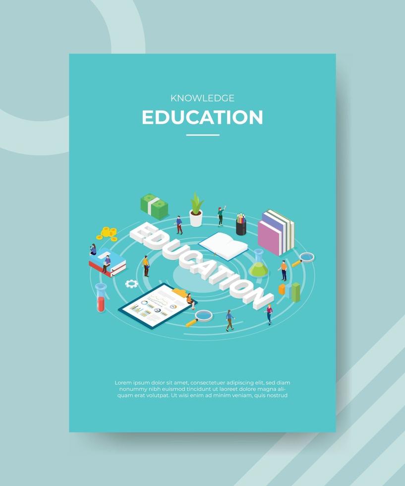 knowledge education people standing around chart board vector