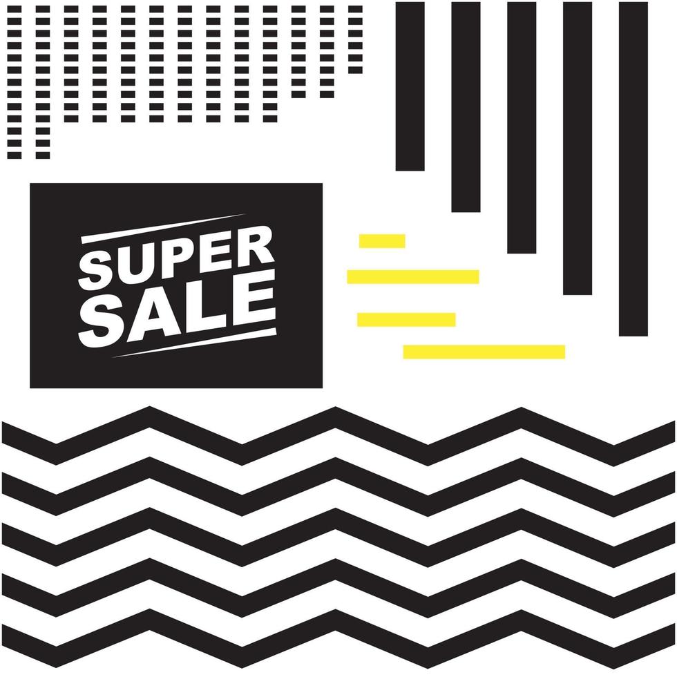 Memphis style super sale banner poster design template vector