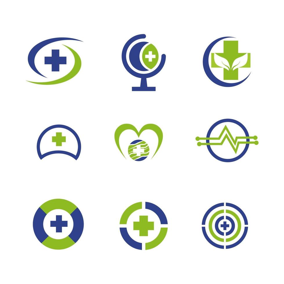 paquete simple de diseño de logotipo médico y sanitario vector