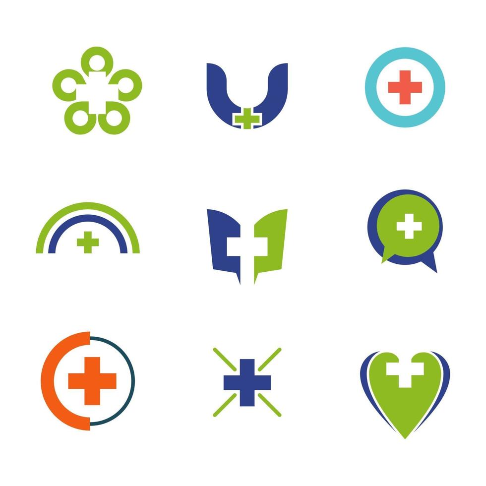 Simple set pack medical and health care logo design vector