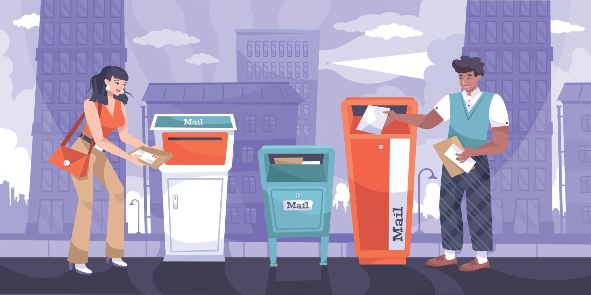 Sending Letter Flat Composition vector