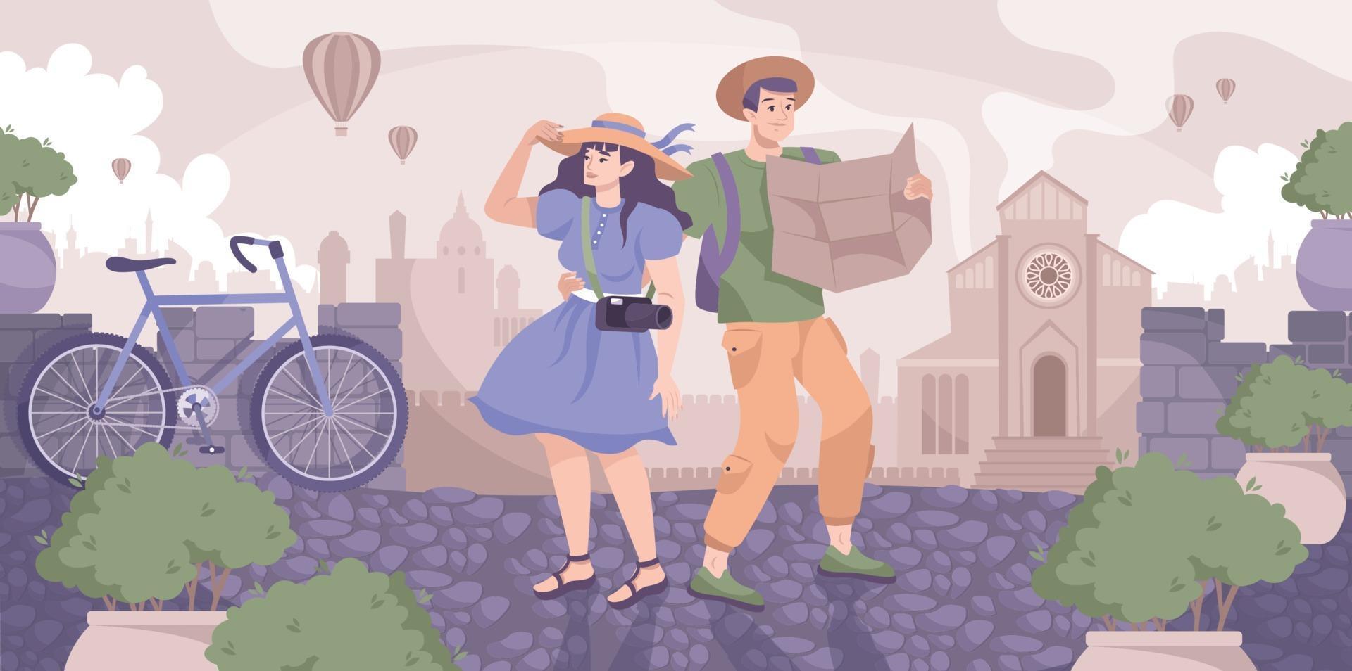 City Excursion Flat Composition vector