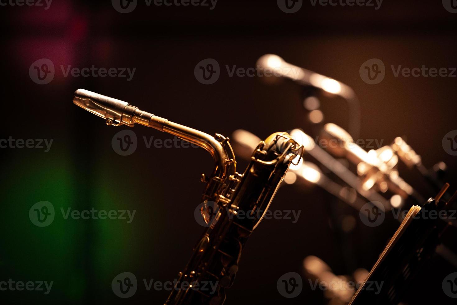 Saxophone on the live concert stage photo