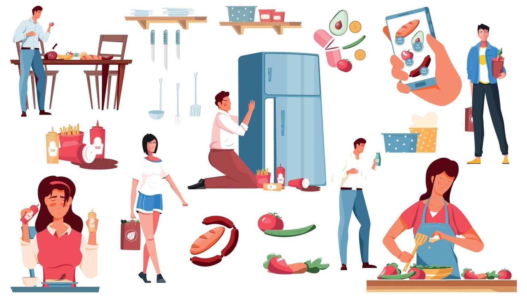 Nutritions Food Icon Set vector