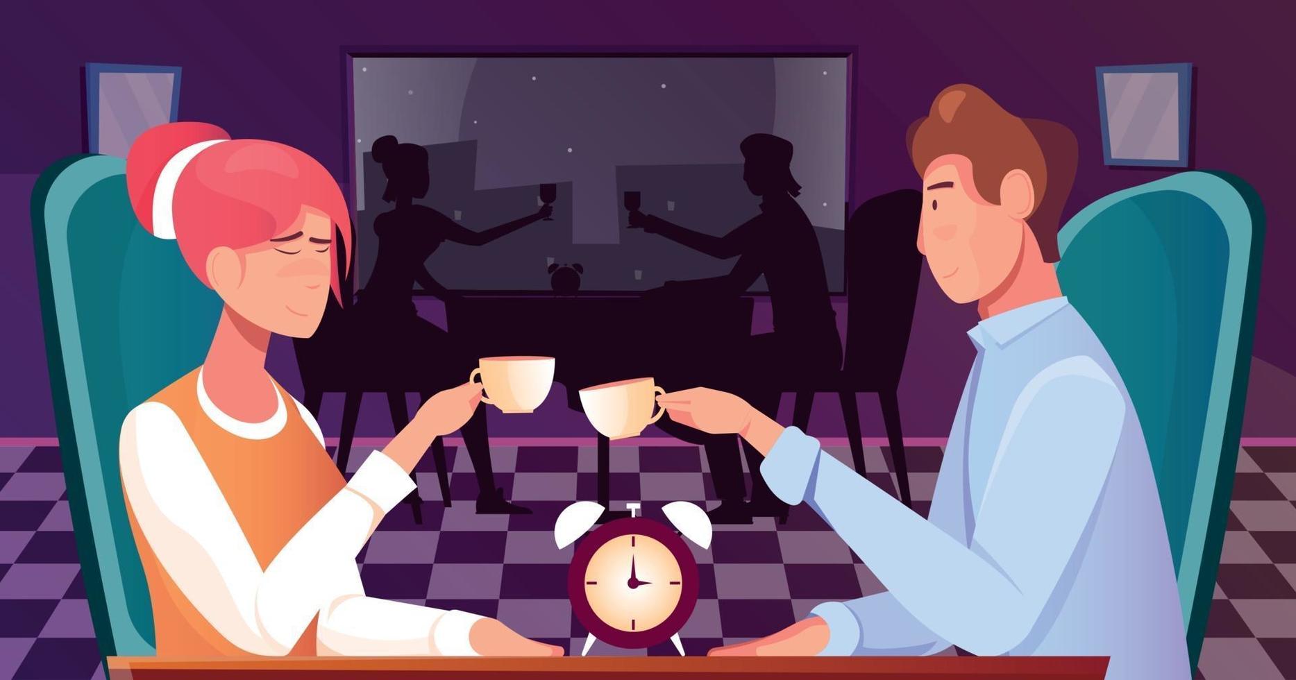 Speed Dating Flat Composition vector