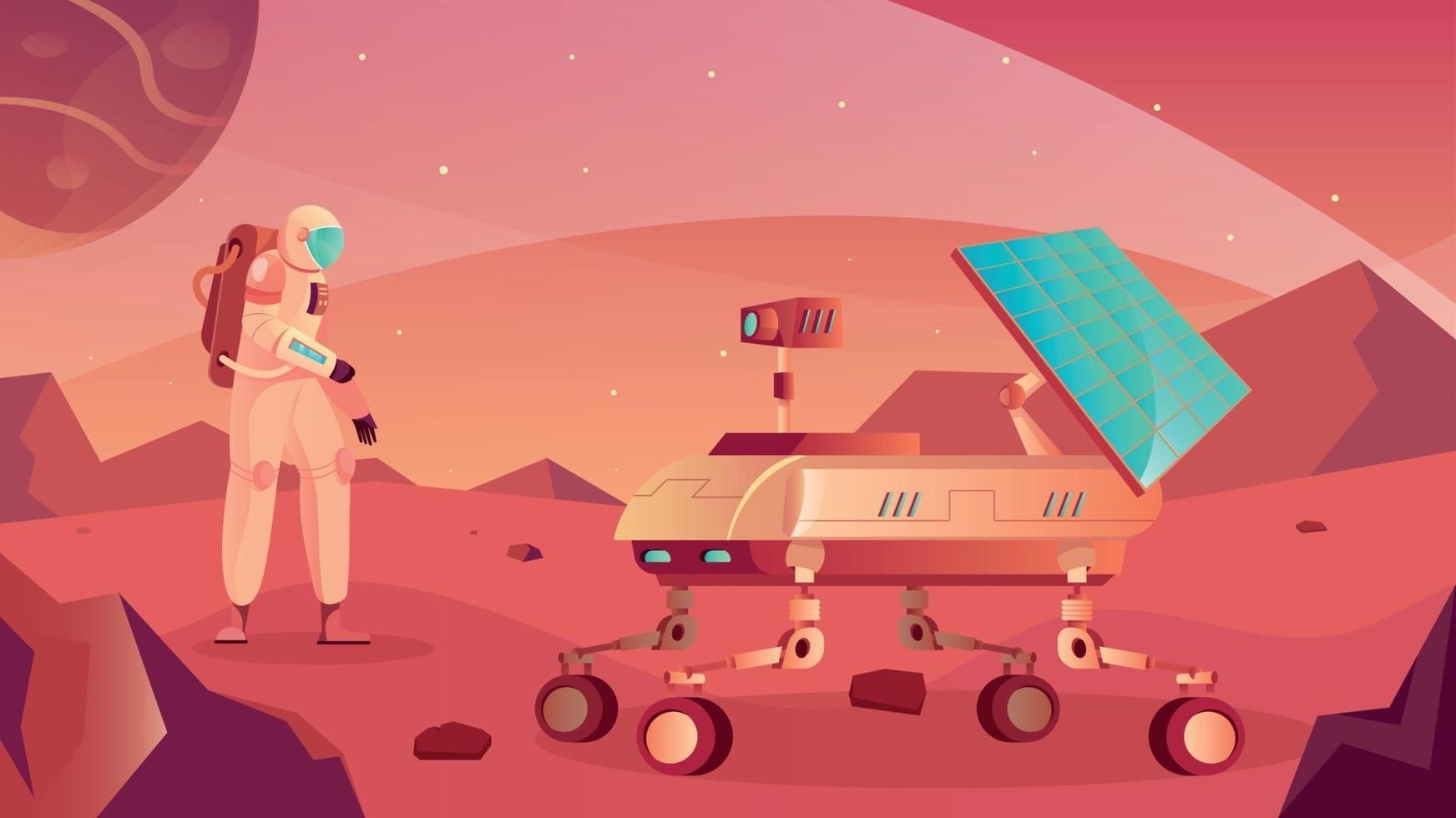 Moon Rover Flat Composition vector