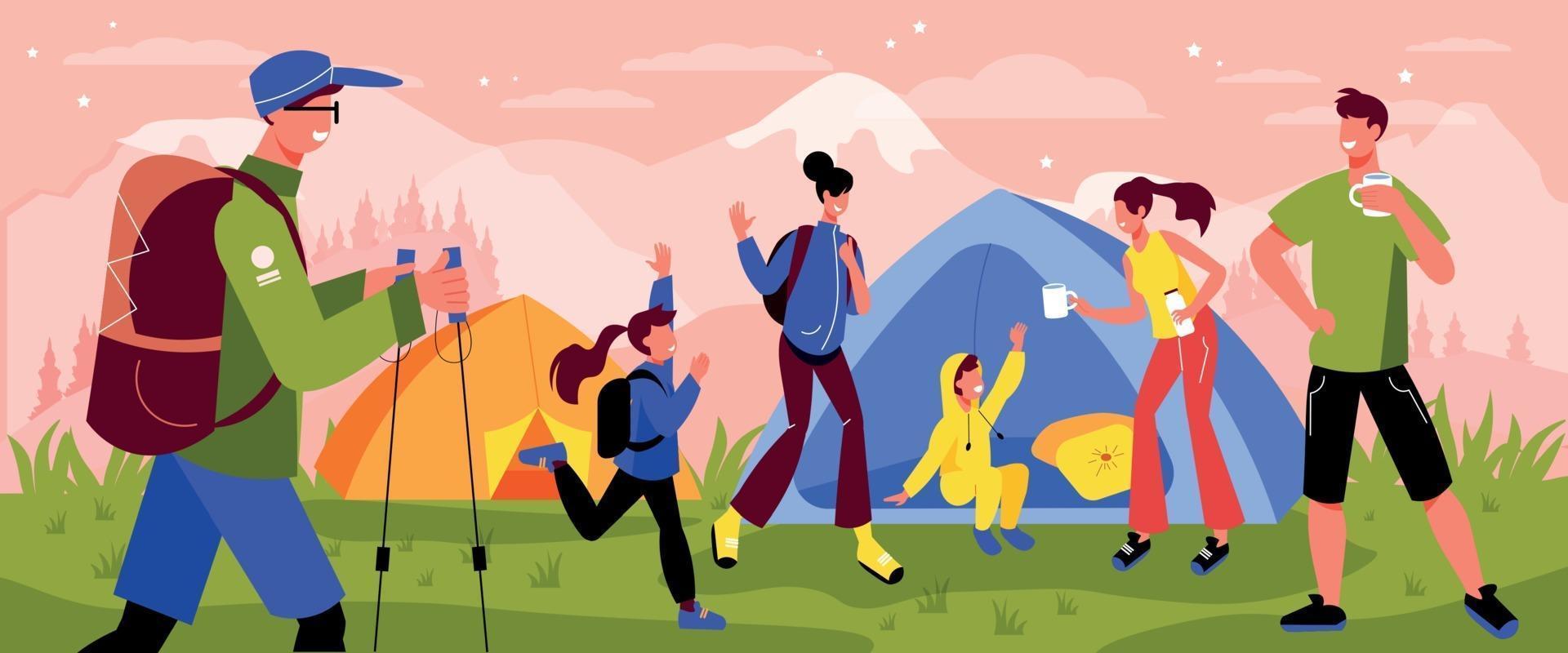 Family Camping Weekend Composition vector