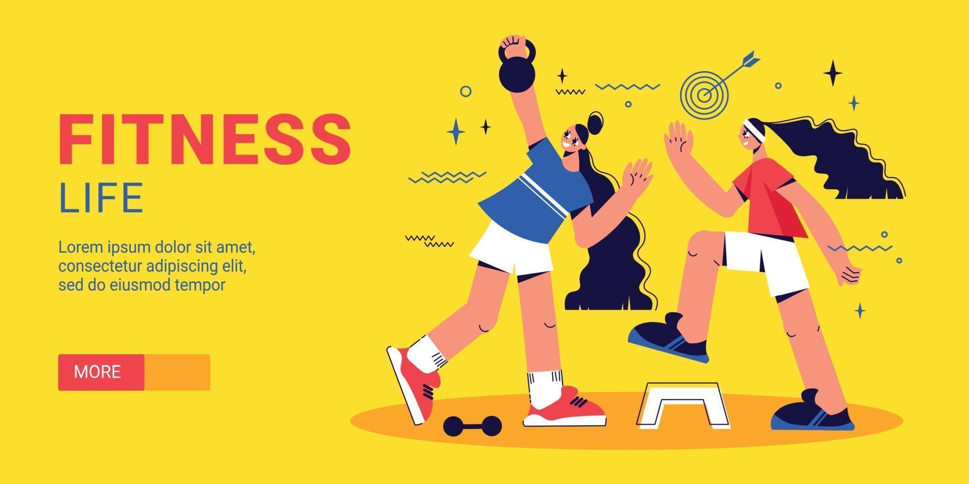 banner horizontal de fitness vector