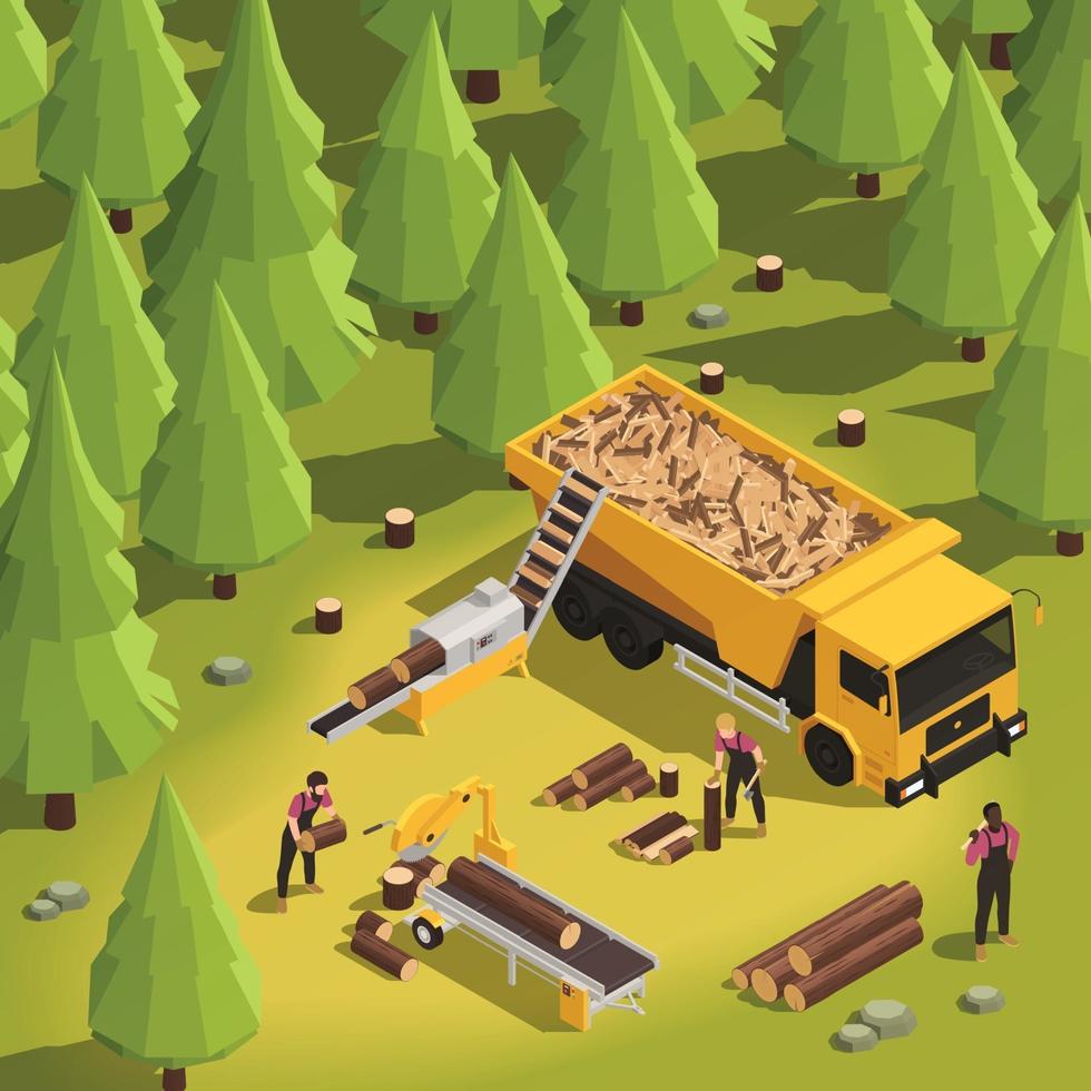 Isometric Sawmill Illustration vector