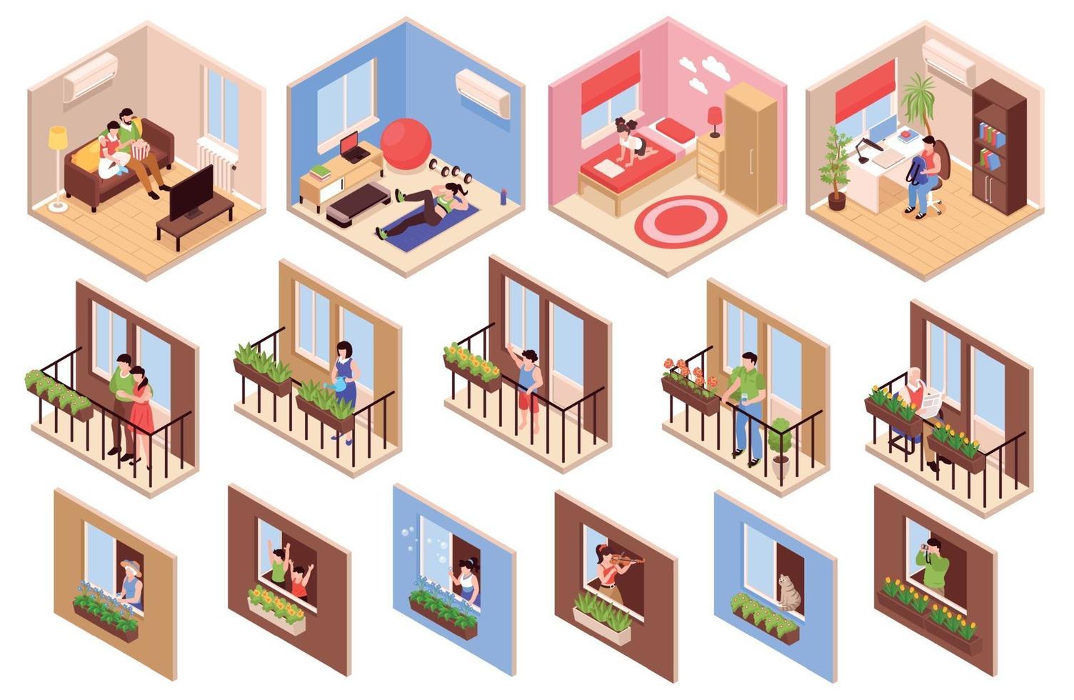 Neighbors Icons Set vector