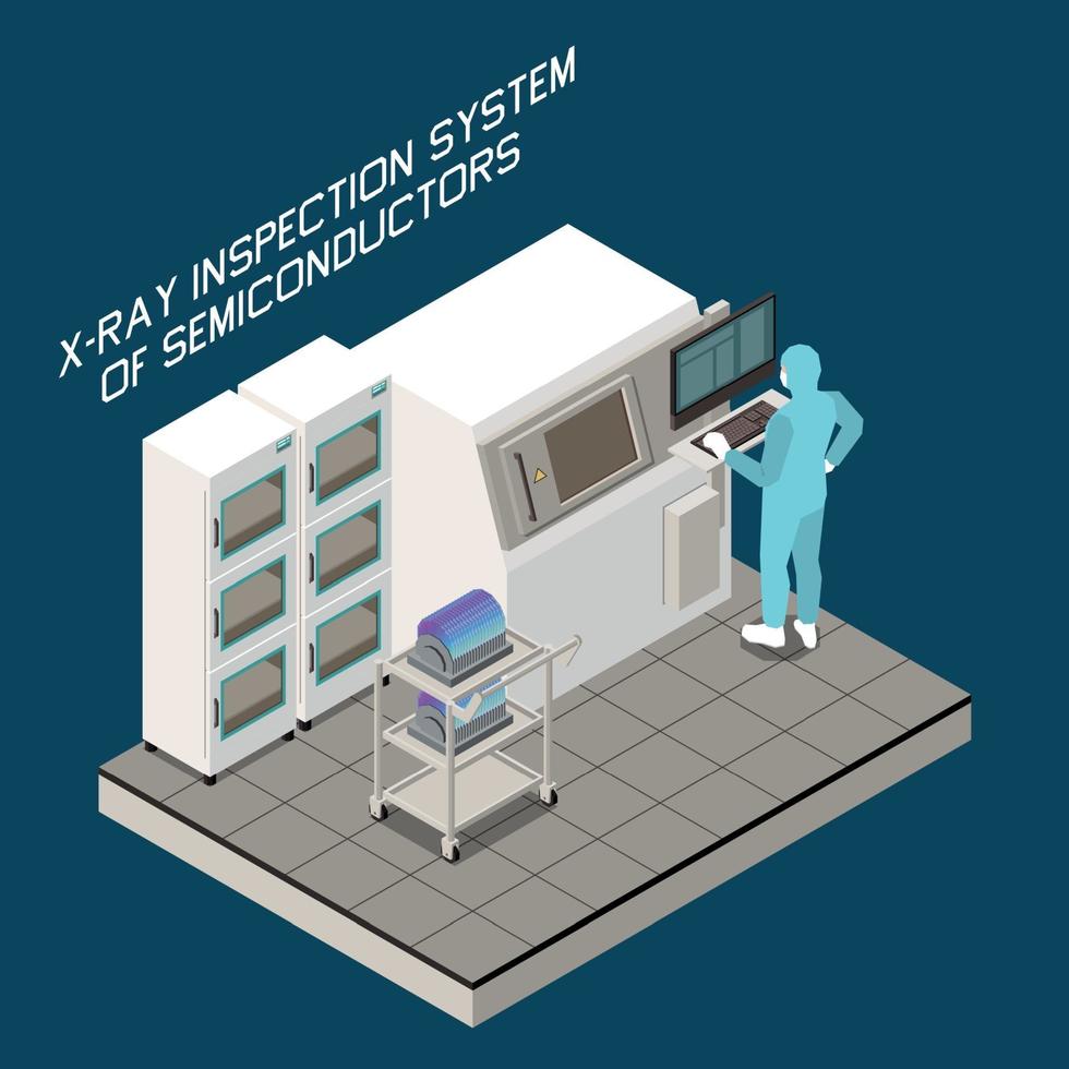 Semiconductor Inspection Isometric Composition vector