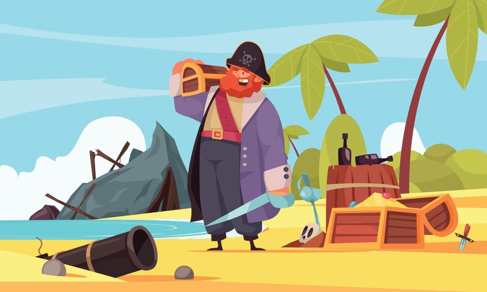 Pirates Treasure Island Composition vector