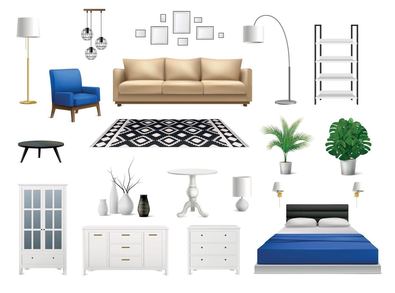 Interior Elements Realistic Set vector