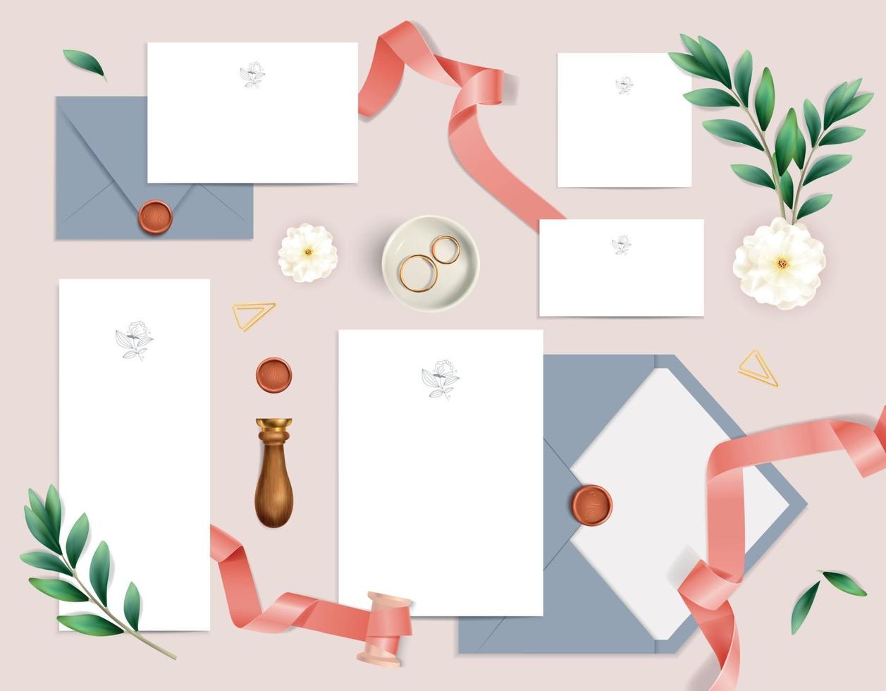 Wedding Invitation Mockup vector