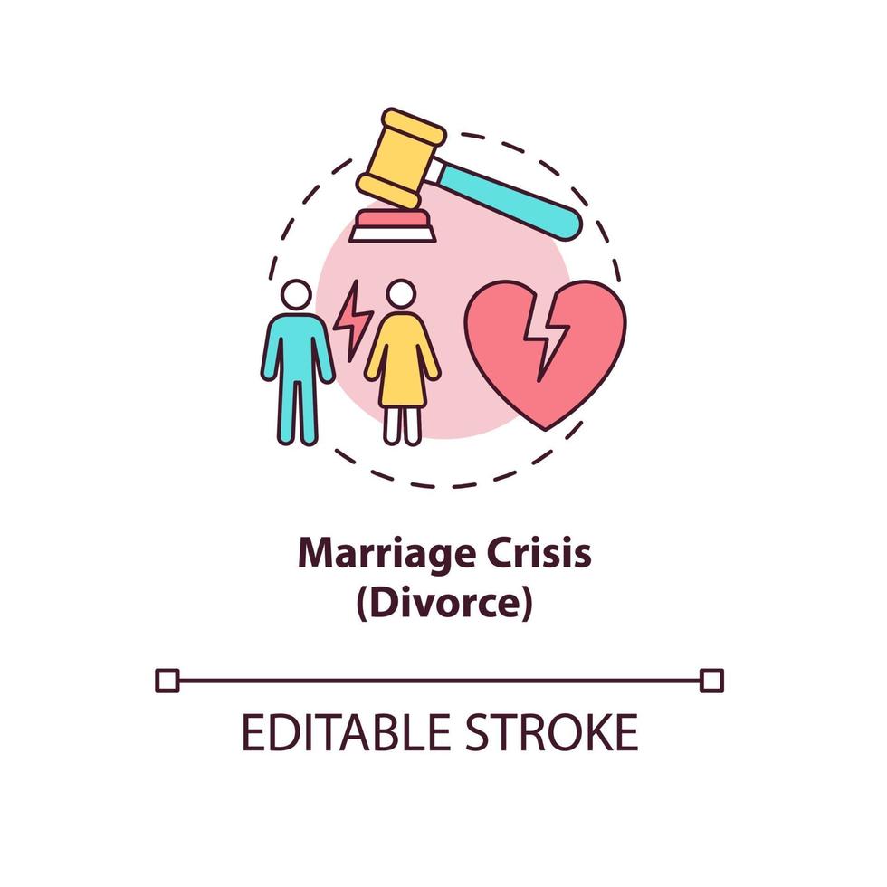 icono de concepto de crisis matrimonial vector