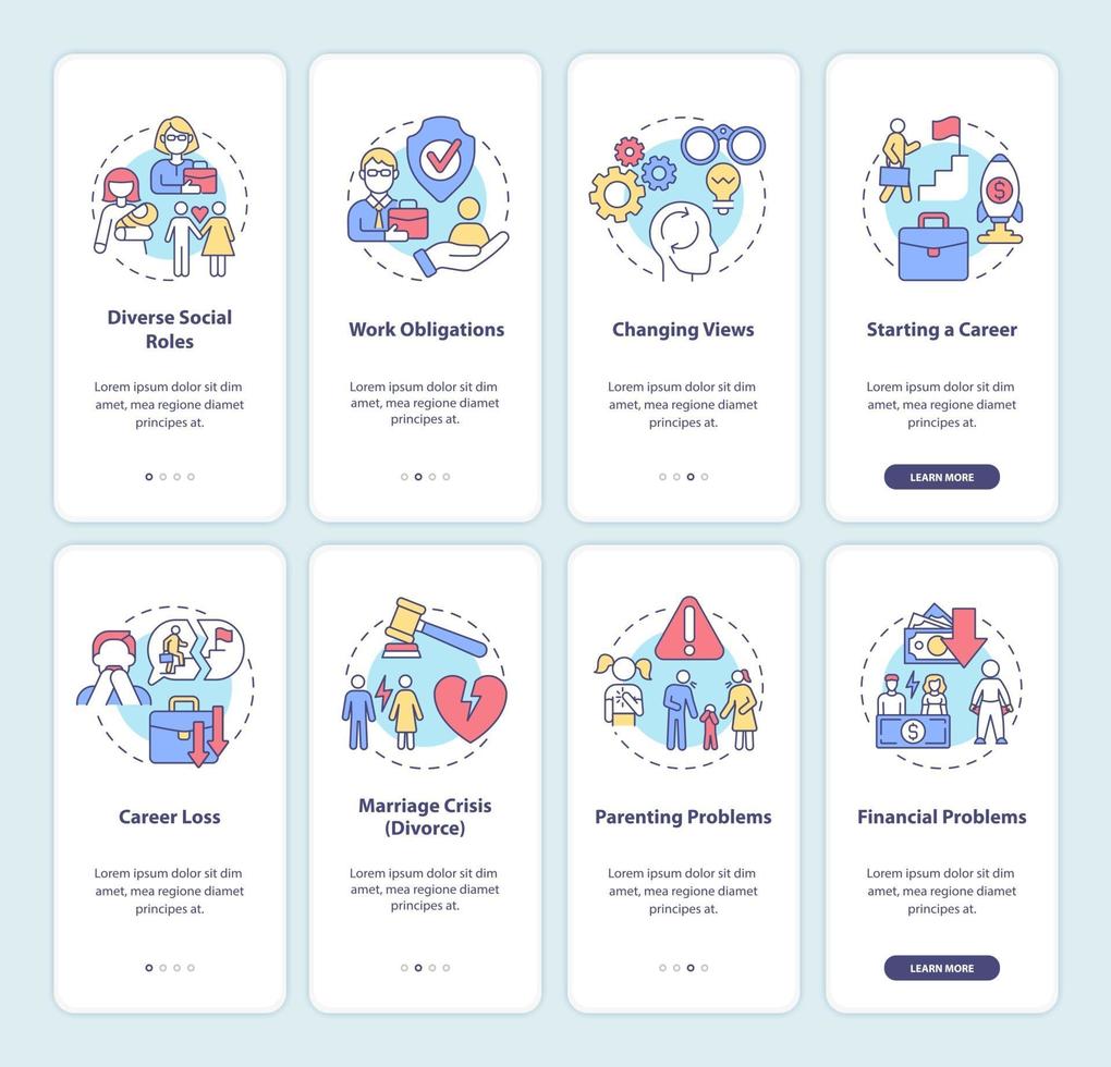 Adulthood onboarding mobile app page screen vector