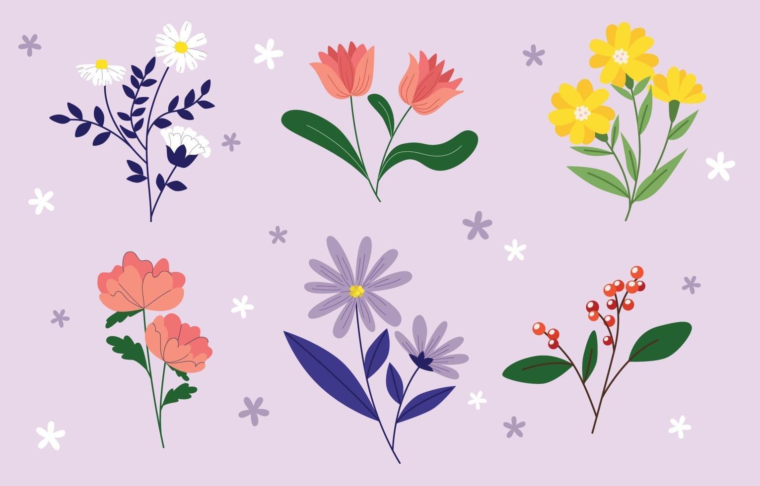 Hand Drawn Flower Collections vector