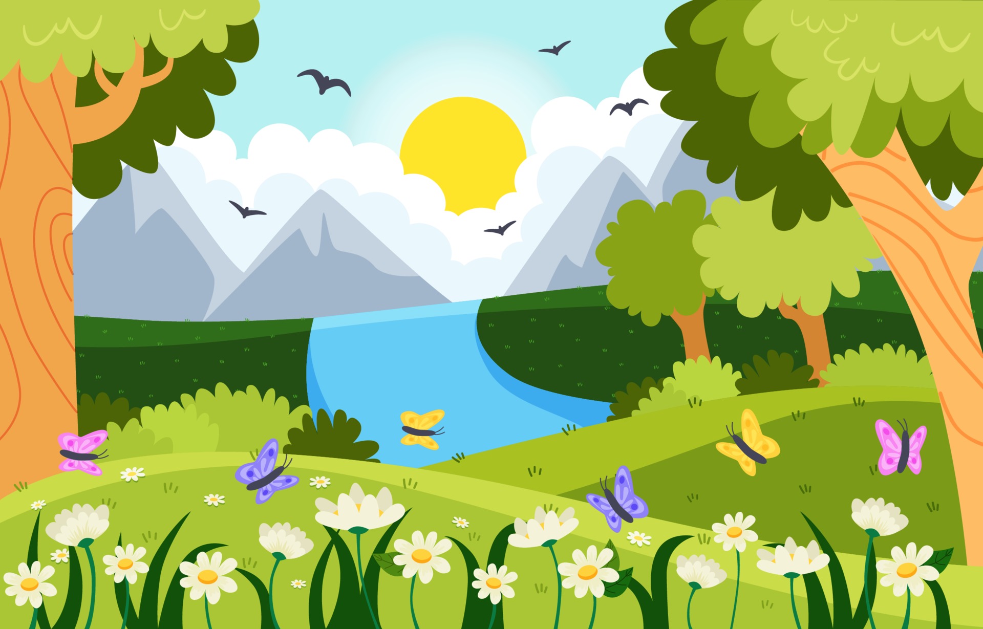 Spring Nature Background 3297333 Vector Art at Vecteezy