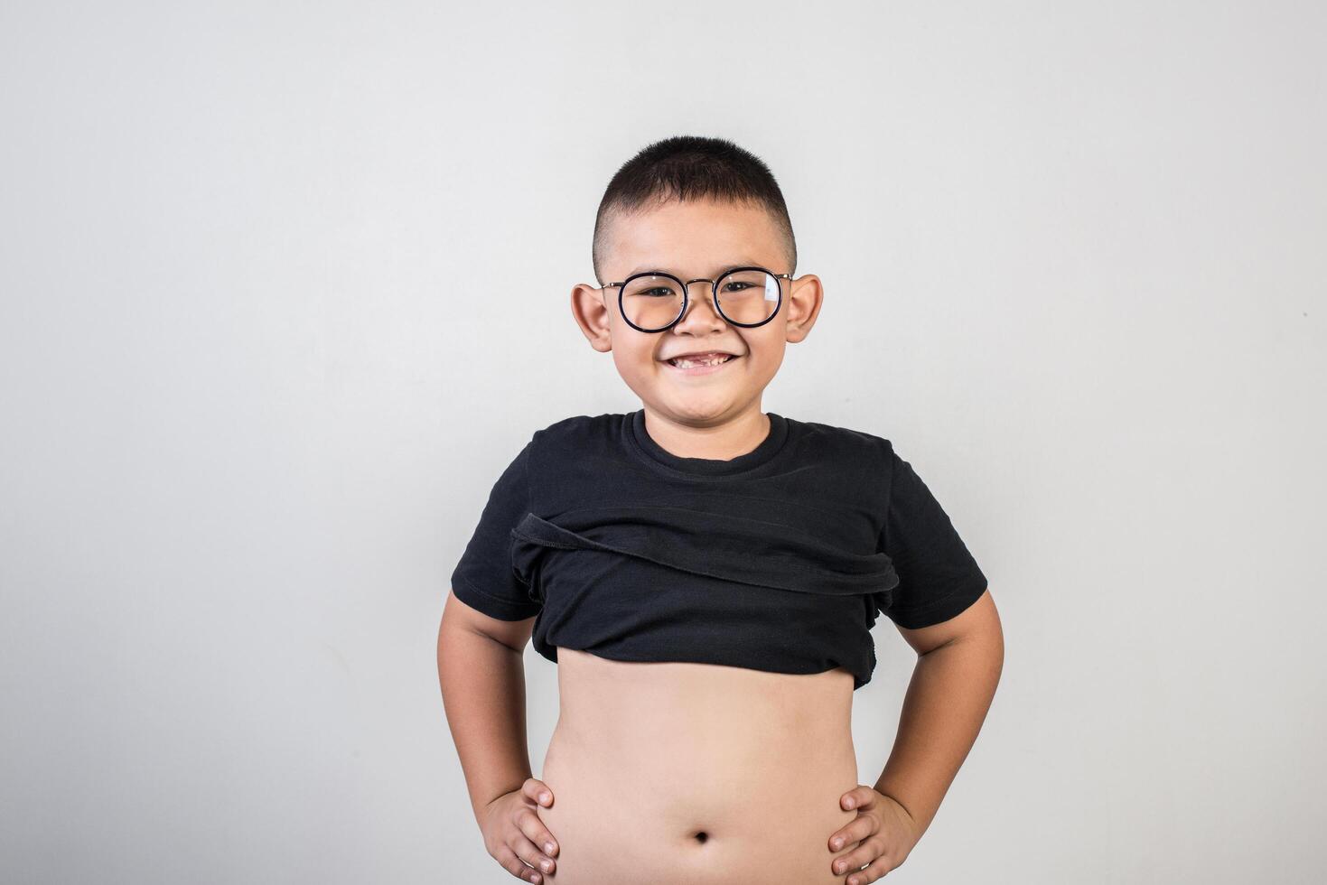 Funny portrait boy studio photo
