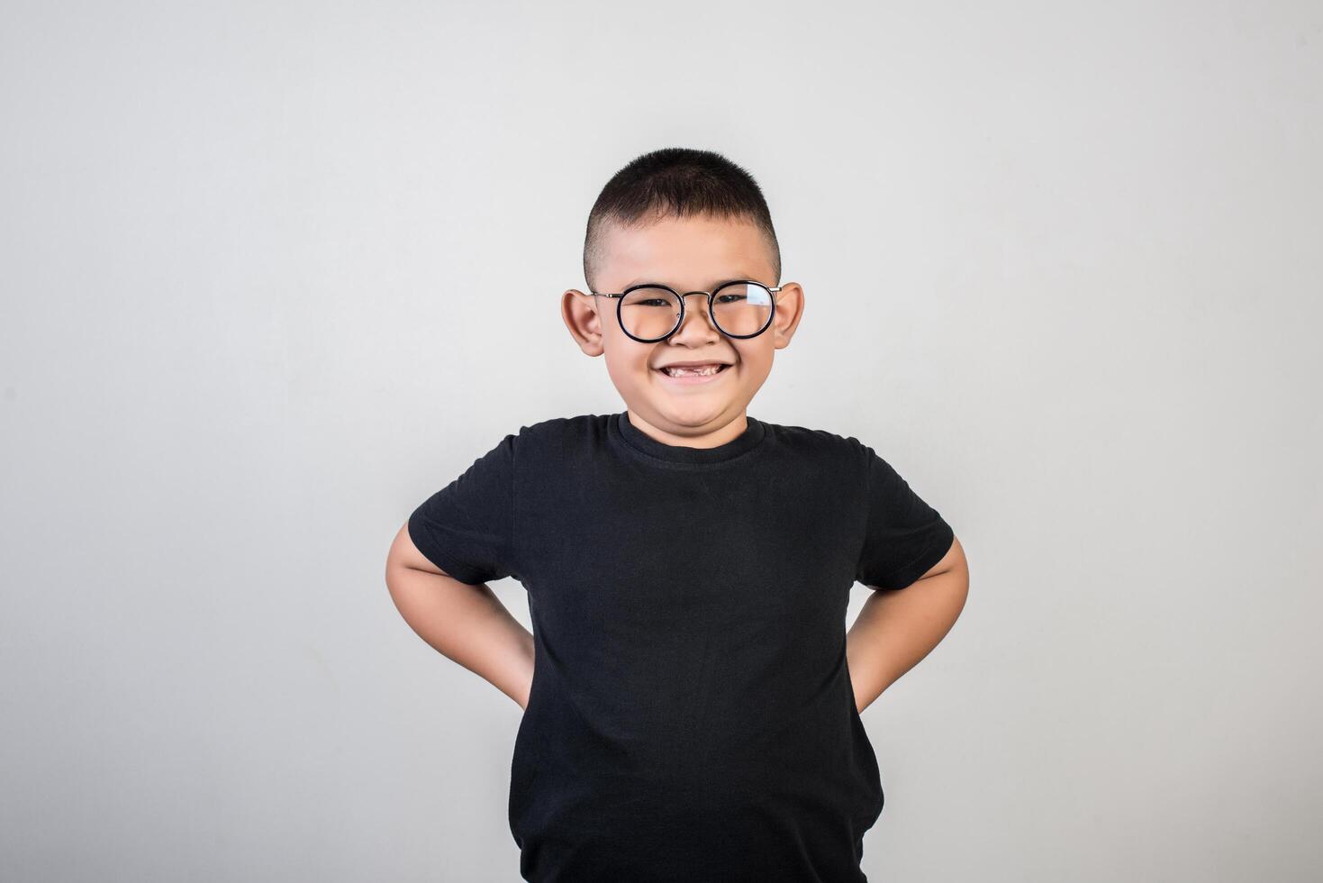 Funny portrait boy studio photo