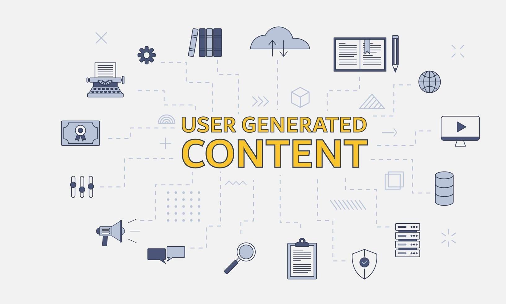 ugc user generated content concept with icon set with big word vector