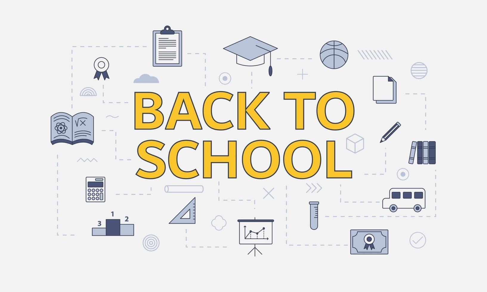 back to school concept with icon set with big word vector