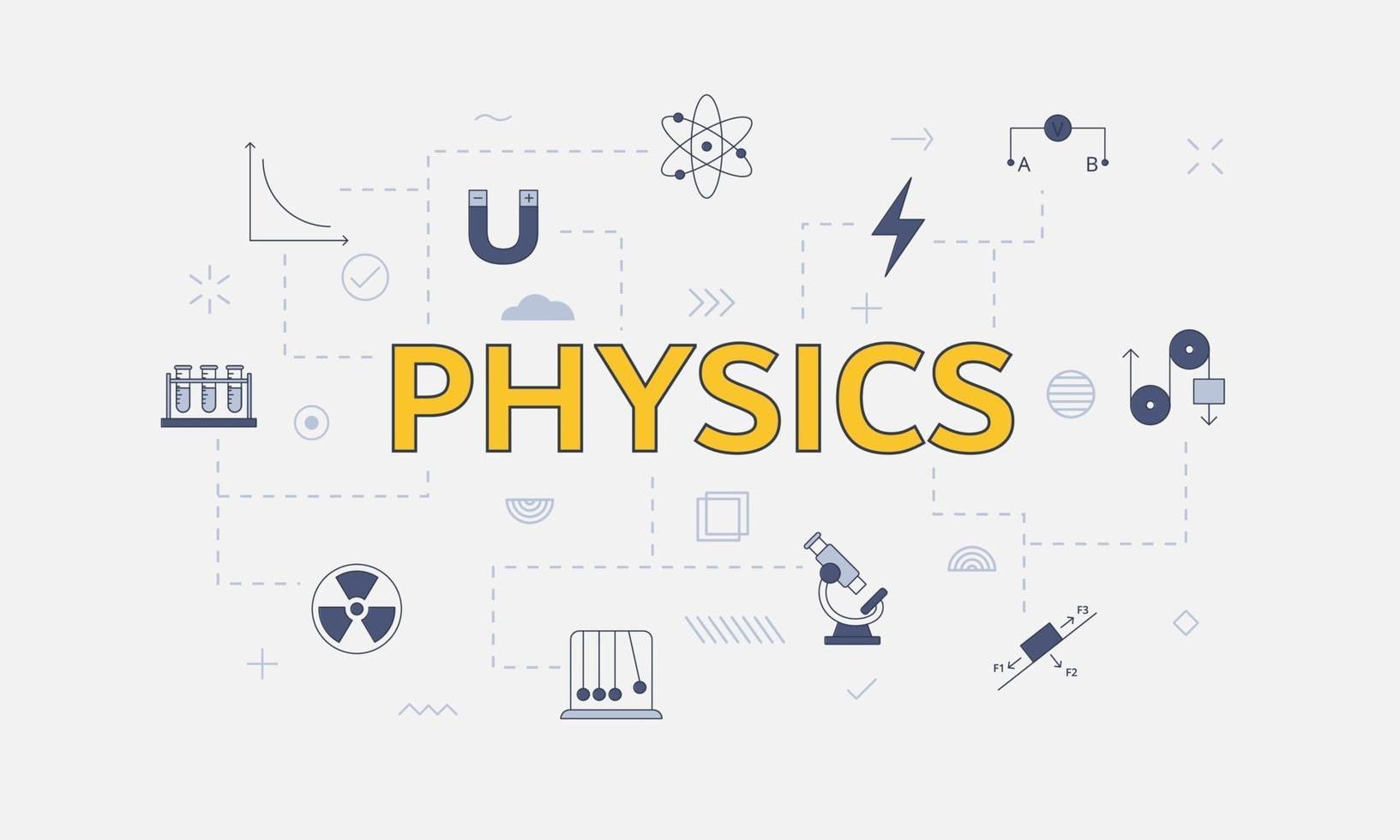 physics concept with icon set with big word vector