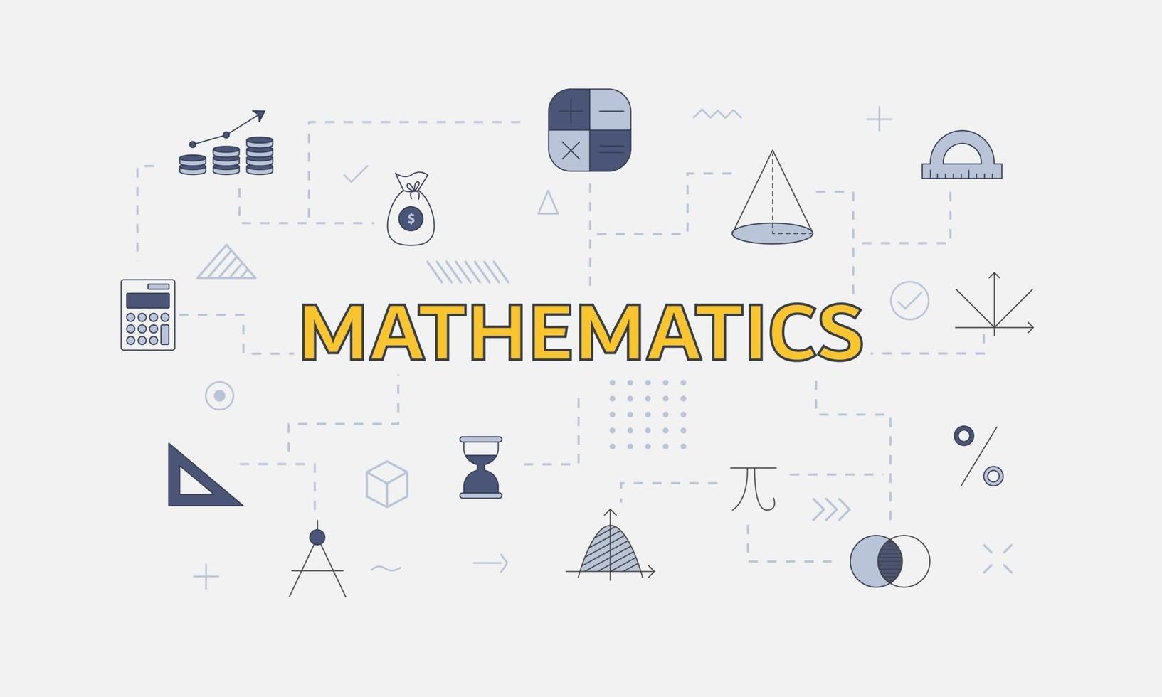 concepto de matemáticas con conjunto de iconos con gran palabra vector