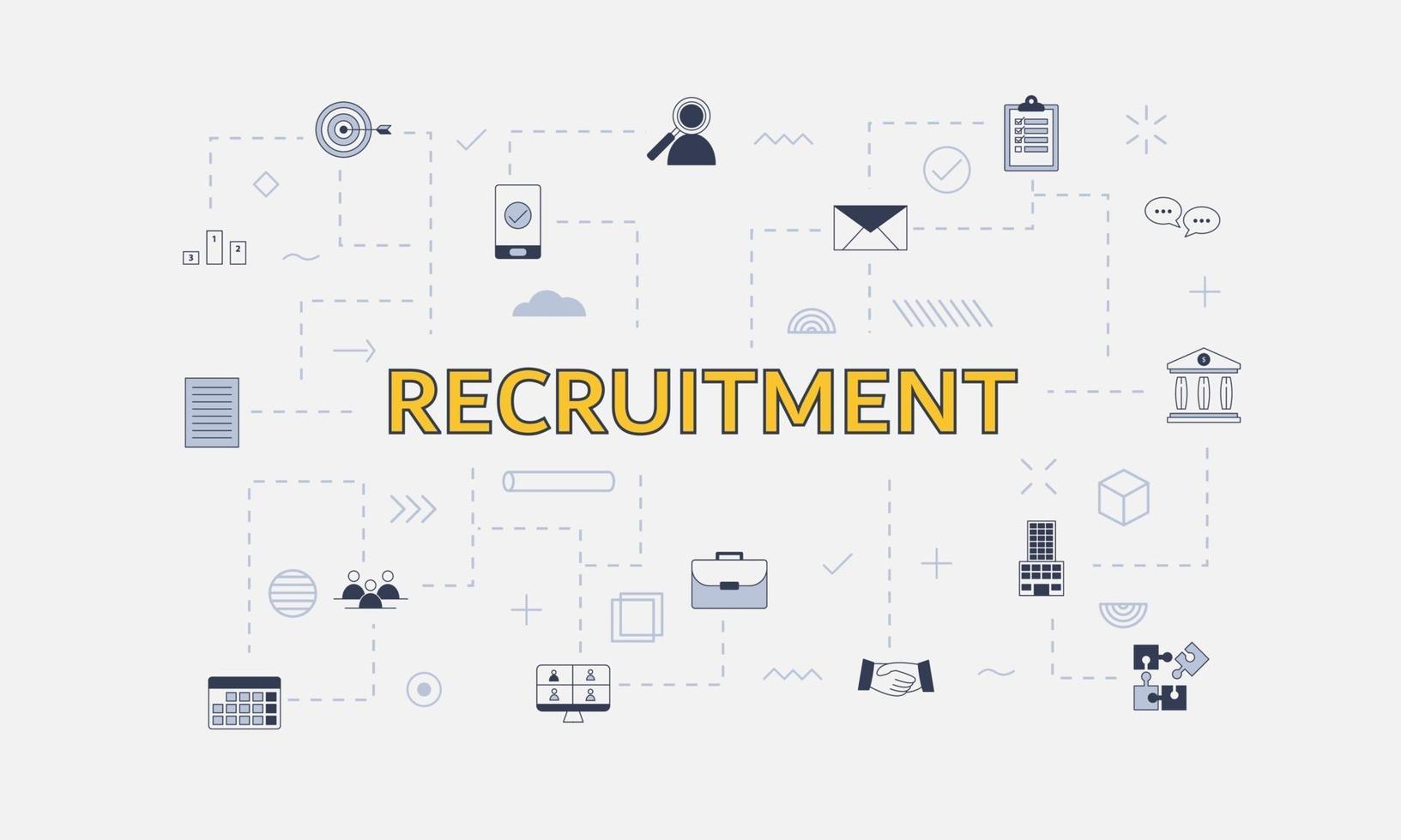 recruitment concept with icon set with big word vector