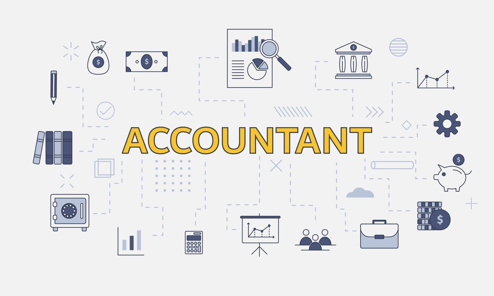 business accountant concept with icon set with big word vector