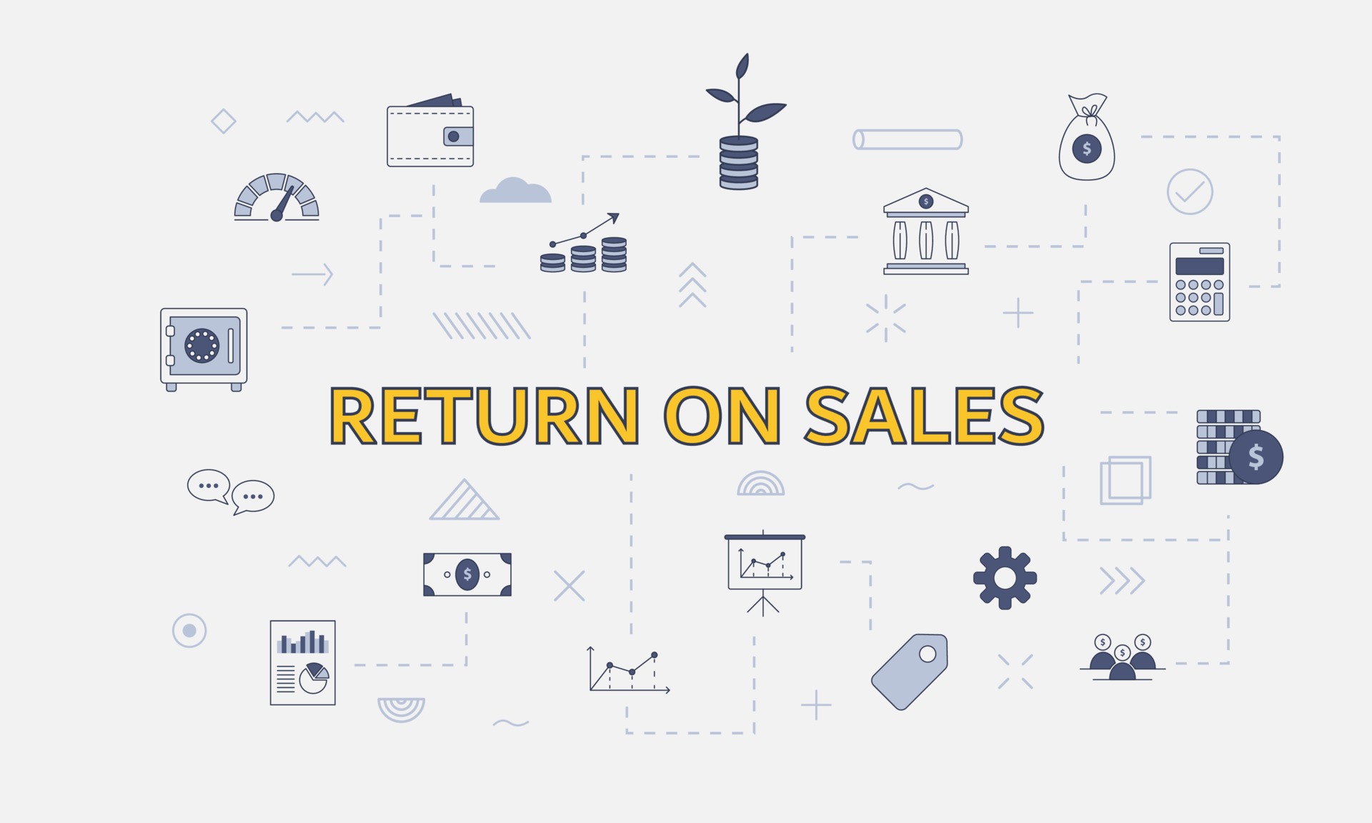 return on sales ros concept with icon set with big word 3297669 Vector