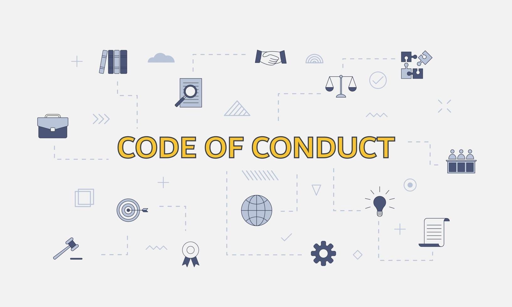 code of conduct concept with icon set with big word vector