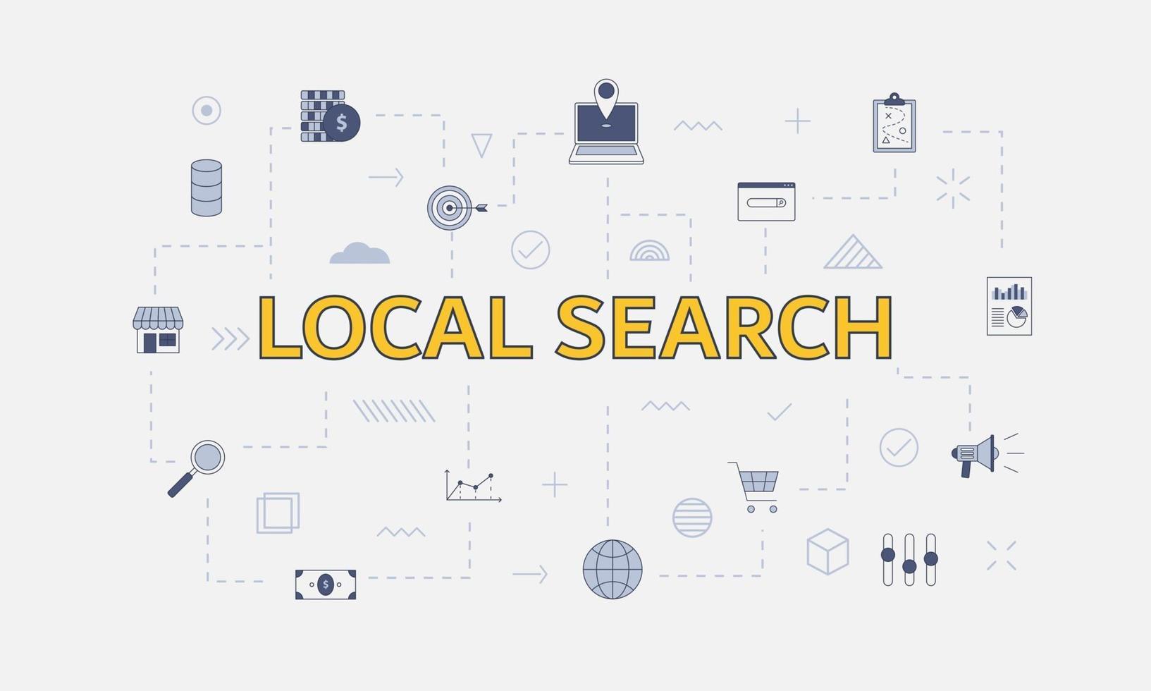 local search concept with icon set with big word or text vector