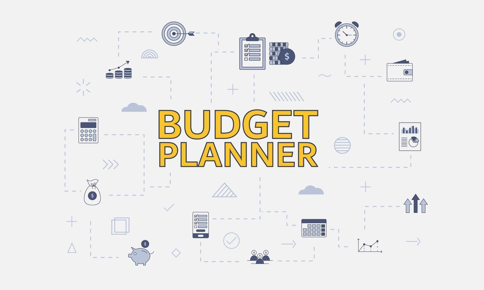 budget planner concept with icon set with big word vector
