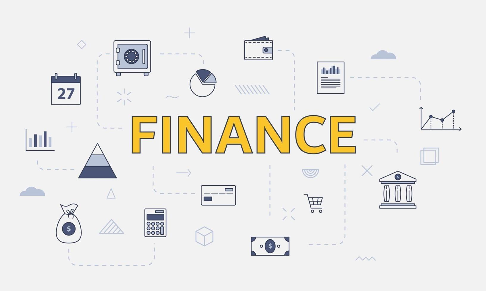 business finance concept with icon set with big word vector