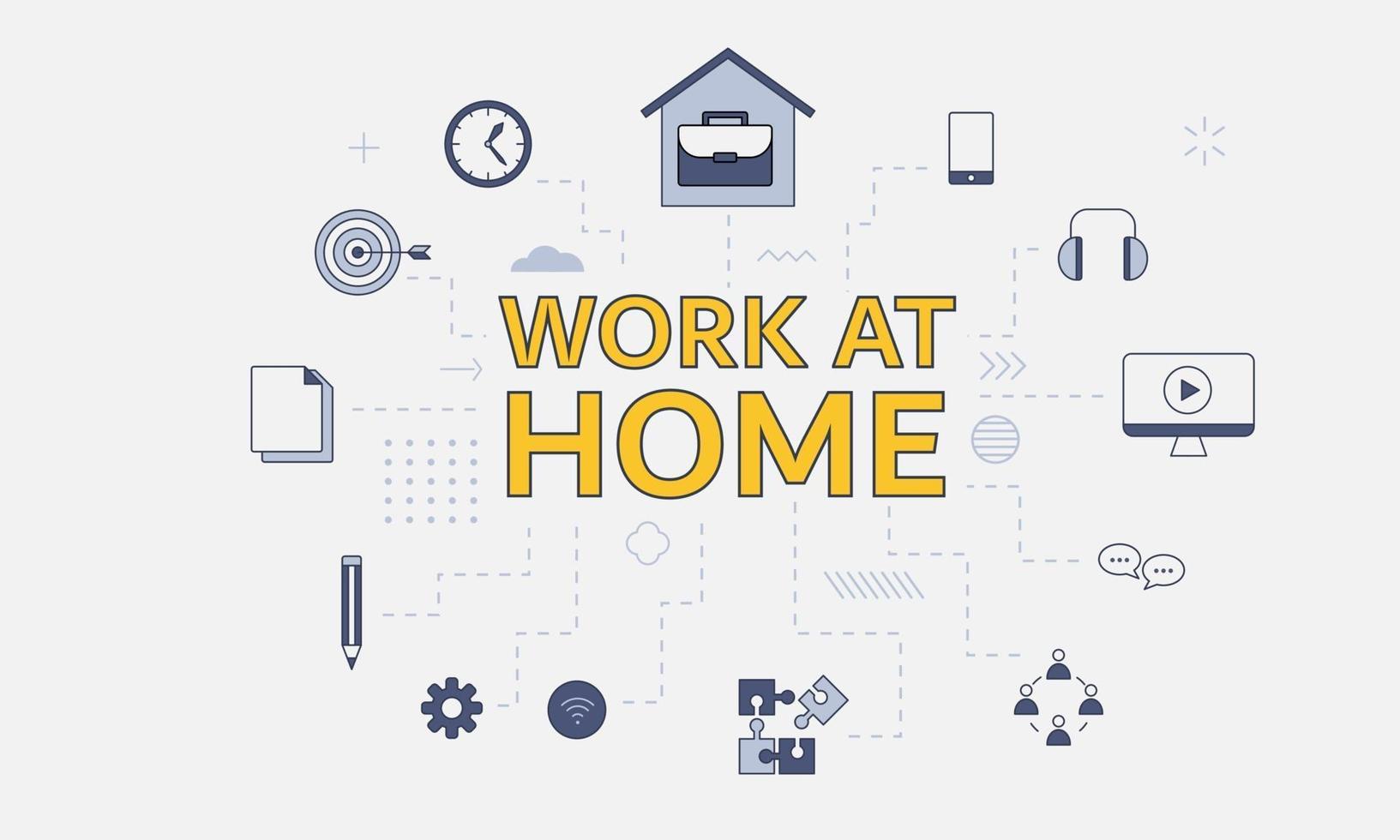 wfh work from home concept with icon set with big word or text vector