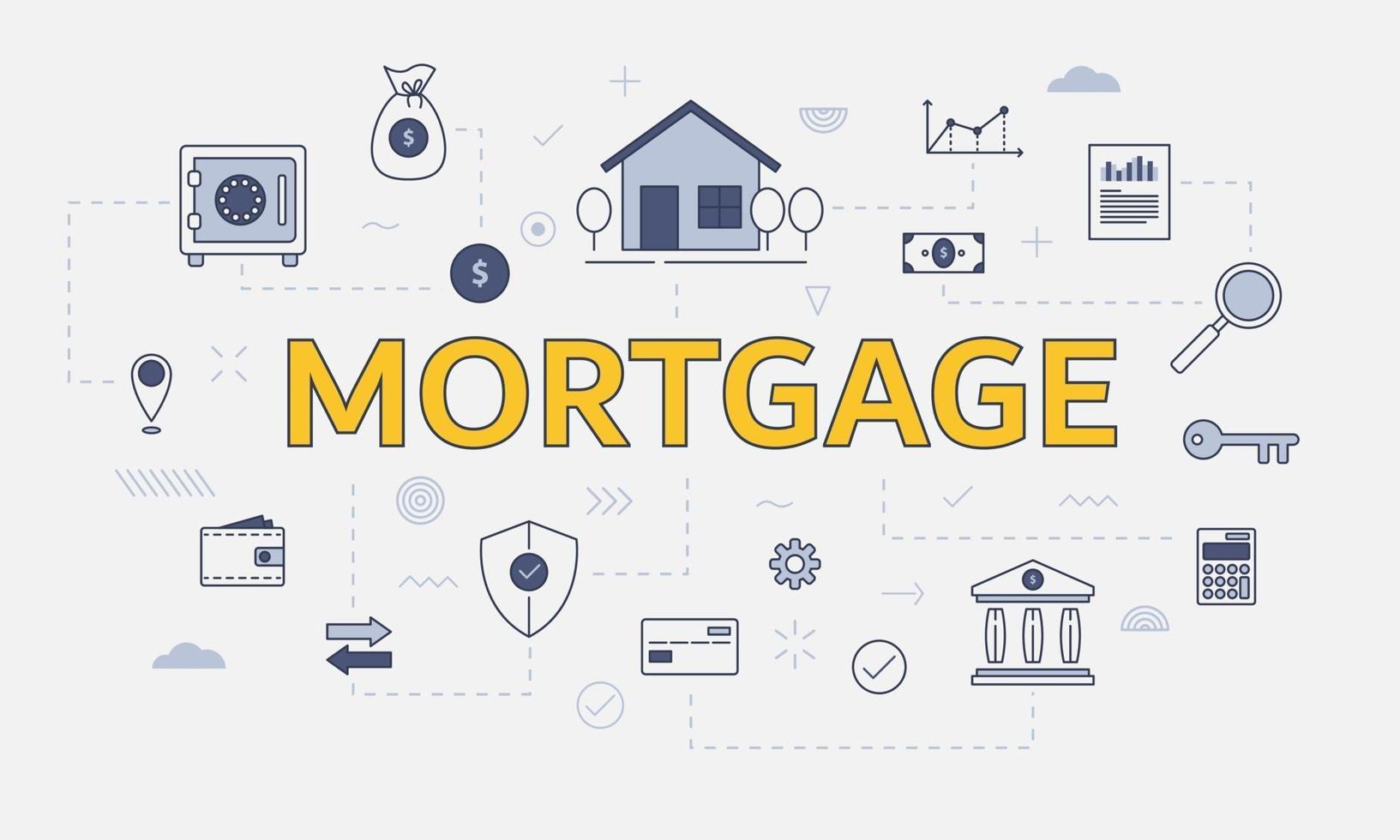 mortgage housing property concept with icon set with big word vector