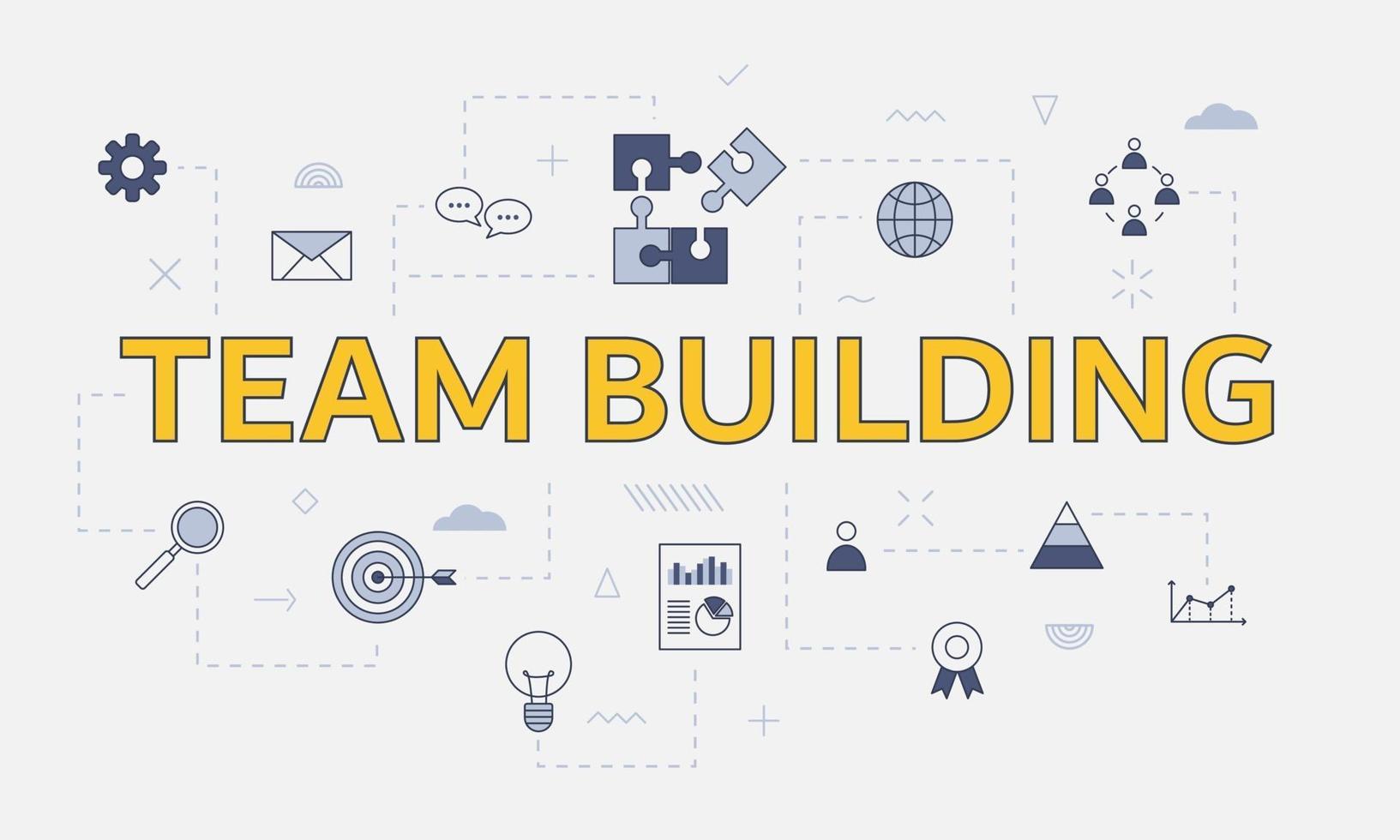 team building concept with icon set with big word or text vector