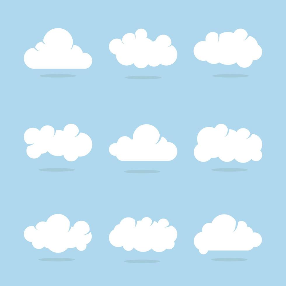Clouds icon set with blue background vector
