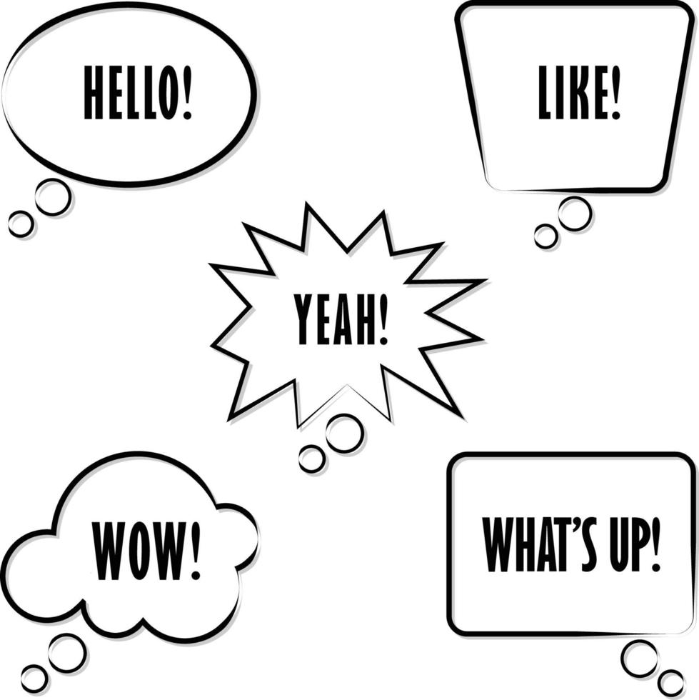 Doodle speech bubbles isolated on white background vector