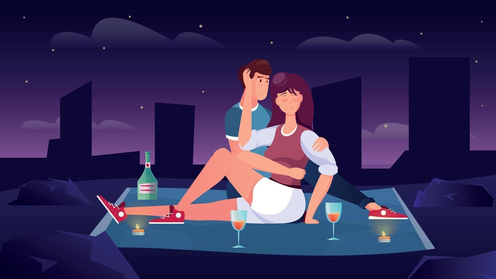 Romantic Date Flat Composition vector