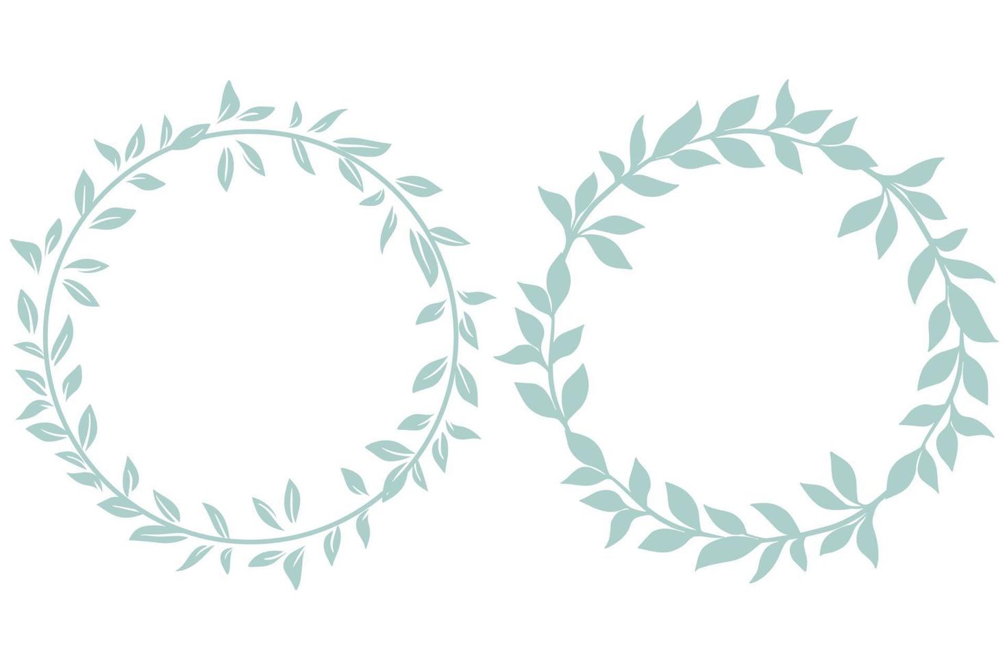 Hand drawn leafy decorative botanical frames set vector