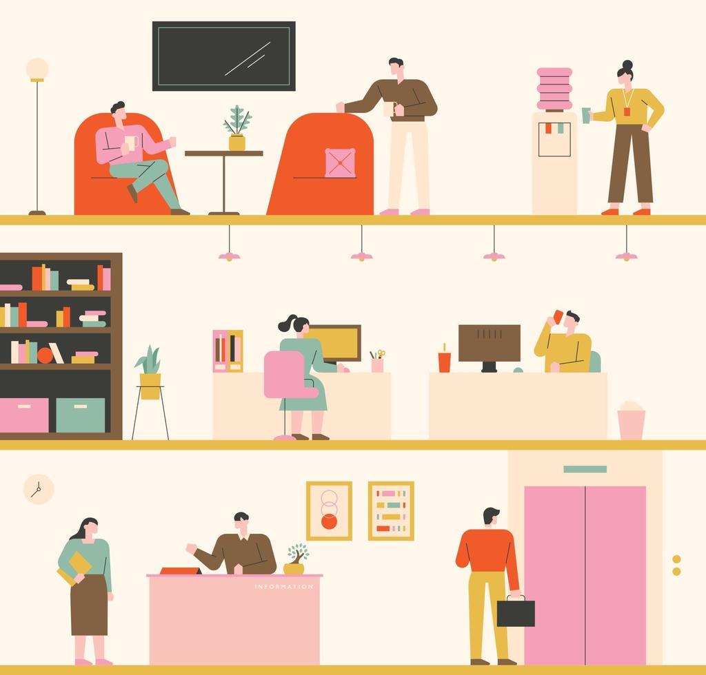 Office interior view. people's lifestyle. vector